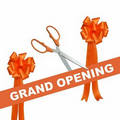 Grand Opening Kit-25" Ceremonial Scissors, Ribbon, Bows (Silver/Orange)
